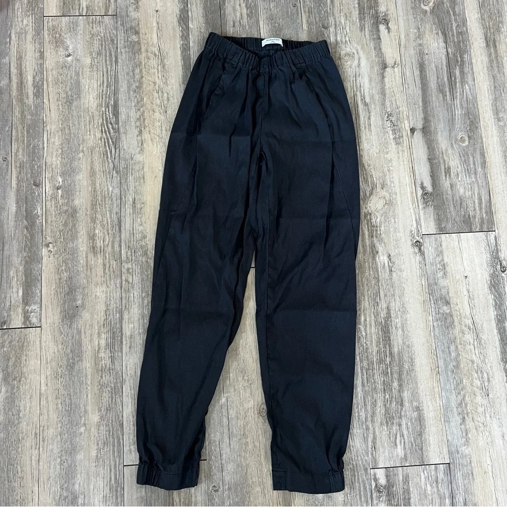 Aritzia Babaton Linen Blend Elastic Waistband Joggers in Black
